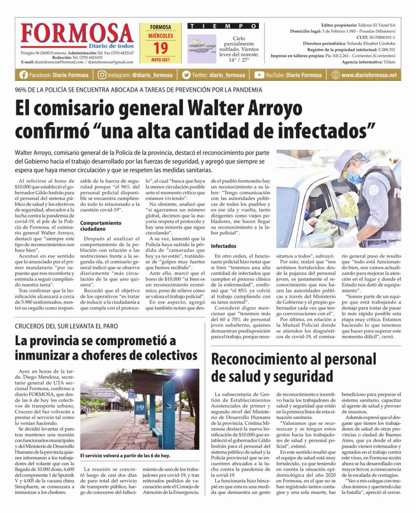 Tapa y Contratapa 19 de mayo de 2021