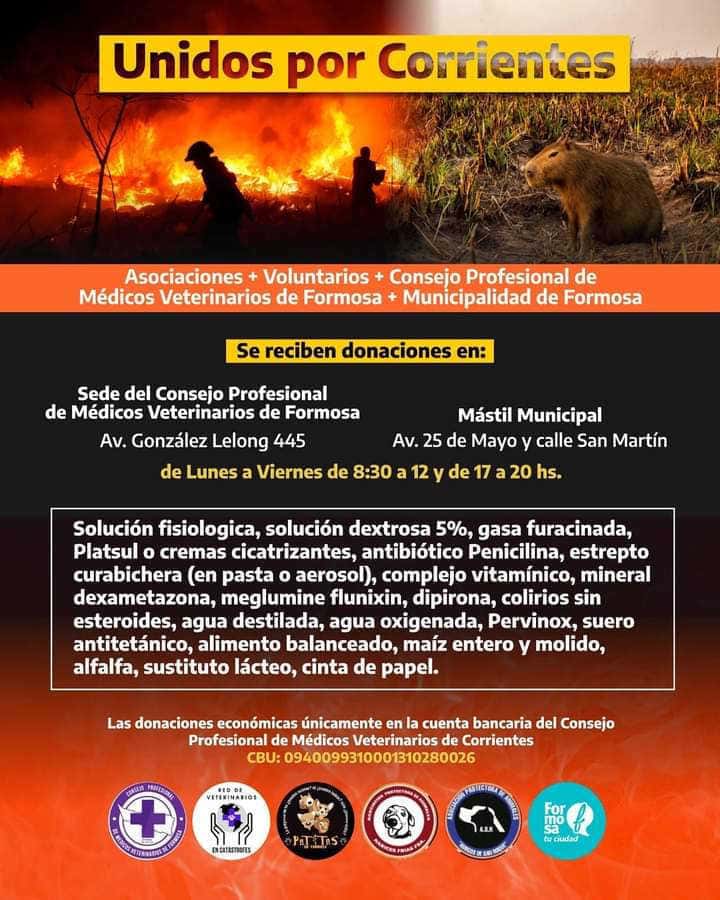 La Municipalidad de la ciudad se sumó a la campaña solidaria por los incendios en Corrientes